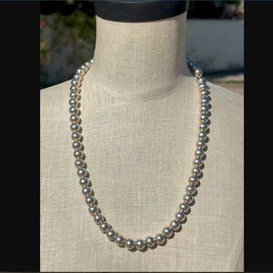 Vintage Oster Sterling Silver Bead Necklace 25" 69g 9mm Round Beads